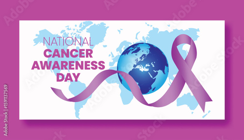 world Cancer Awareness Day horizontal banner and social media cover vector template, Cancer Awareness campaign layout background vector illustration