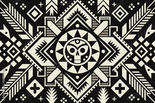 A Pattern Combining Primitive Tribal Style Symbols