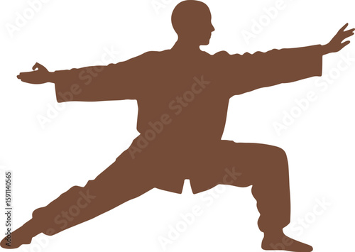 Serene Tai Chi Silhouette: Peaceful Brown Pose