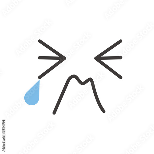 シンプルな表情　痛い、涙のイラスト