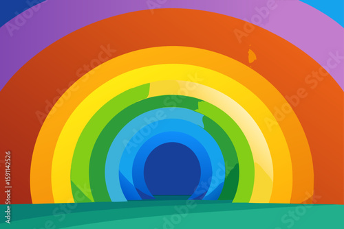 Looping Rainbow Tunnel Made of Soft Inflatable Rings