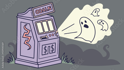 Grim reaper casting qr code spell with wand in spooky forest under a flying saucer and stars scene