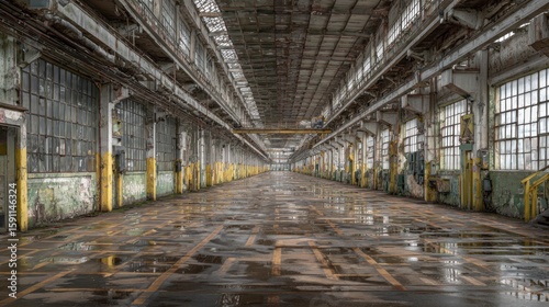 Empty factory hall interior