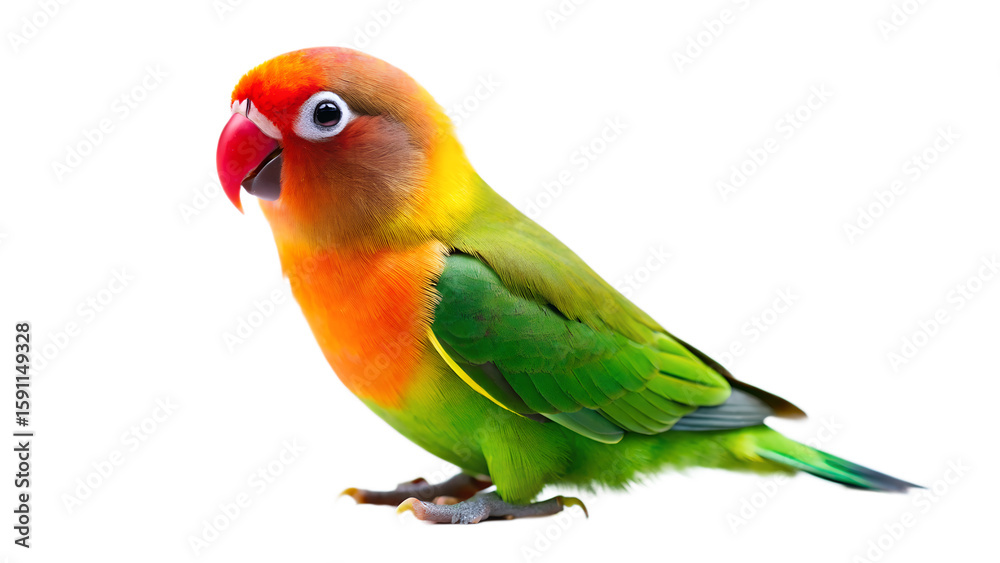Obraz premium Colorful Peach Faced Lovebird Parrot Isolated on Transparent Background