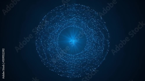 Glowing blue digital network in a circular formation