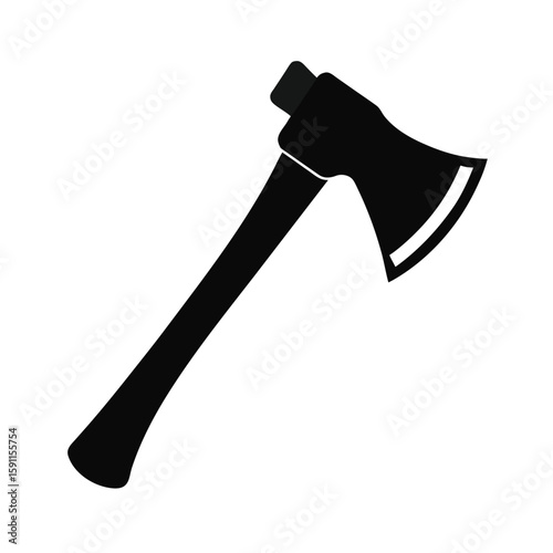 Classic woodcutter axe black silhouette for outdoor adventure and lumberjack themes