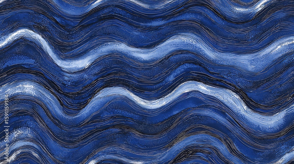 Fototapeta premium Abstract blue wave pattern design