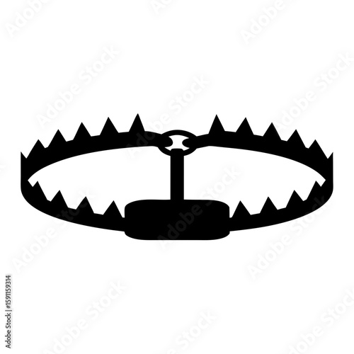 Black and white vector graphic of a dangerous animal bear trap