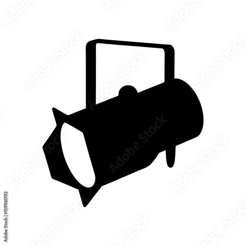 Spotlight icon casting a bright beam, theatrical lighting with focused intensity