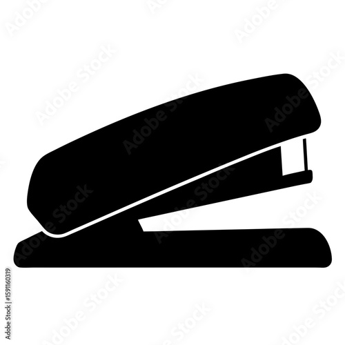 Stylized illustration of a black stapler on a white background for office use