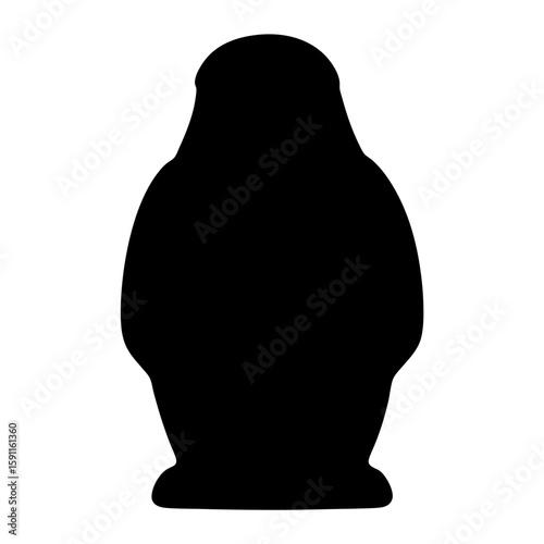 Silhouette of a classic matryoshka doll, nesting doll, isolated on white background