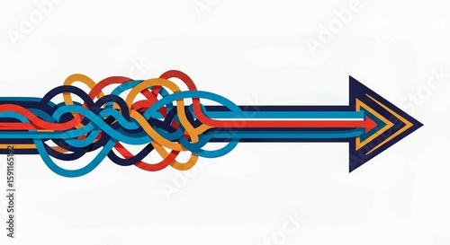 abstract background with colorful lines, Arrows merger. Abstract diversity arrow merge, unity partnership teamwork company consolidate collaboration concept, business partner alliance together path mi