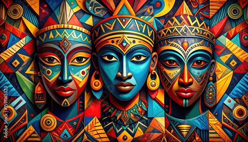 Vibrant African-inspired faces