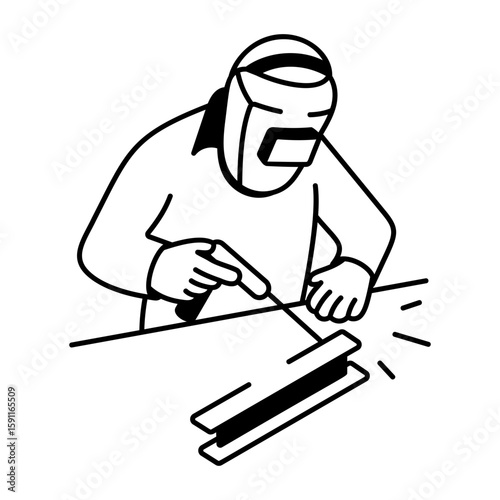 A doodle style icon showing a welder 
