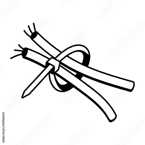 A sketchy style icon representing cable tie
