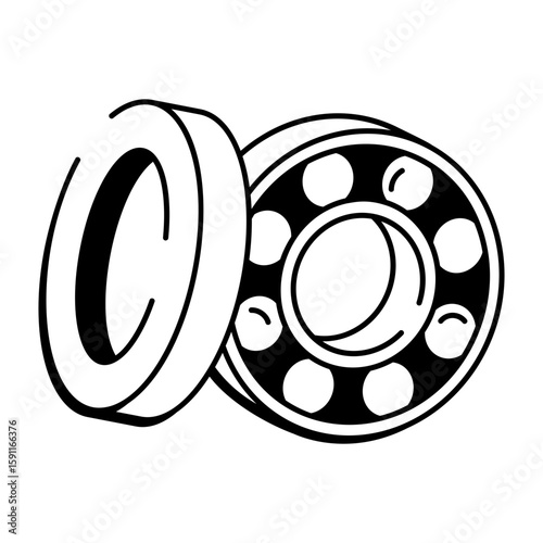 A hand drawn style icon depicting roller bearings

