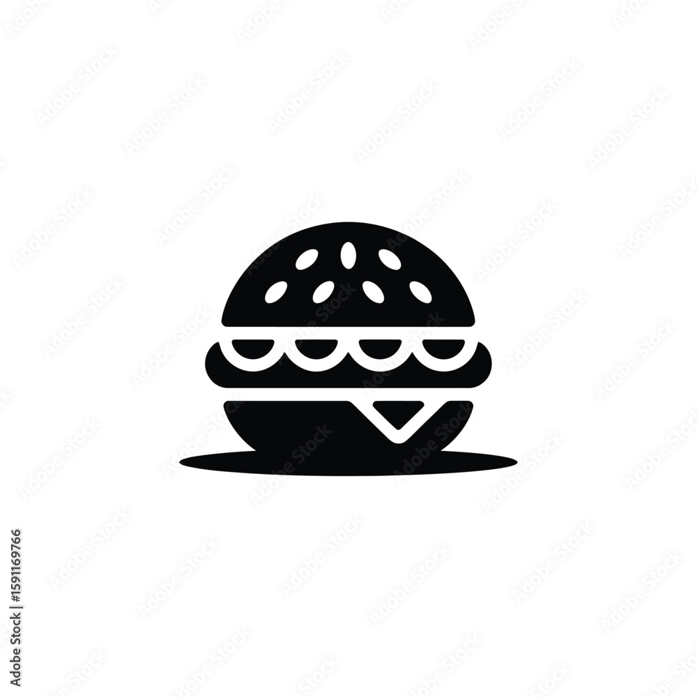 Simple Black Burger Icon with Transparent Background for Menu Design Simple Black Burger Icon with Transparent Background for Menu Design