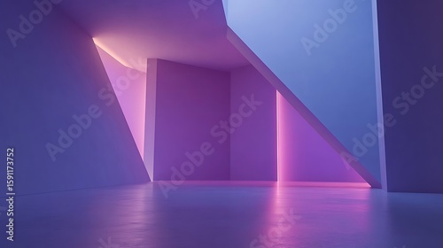 Abstract interior design, vibrant colors, modern architecture