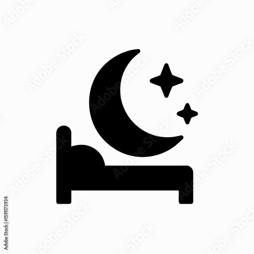 Solid black bed and moon icon representing sleep deprivation