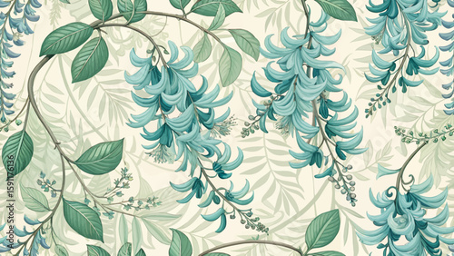Vector Illustration Seamless Pattern Jade Vine Flower For Print On Fabric Or Wallpaper.