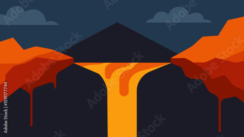 Vibrant vector art captures a serene desert landscape at sunset, with a lone tree silhouetted against an orange sky and distant mountains