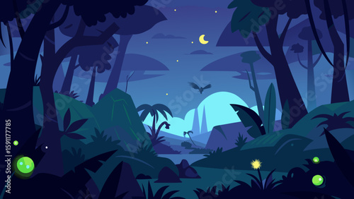 A dark night sky with a full moon casts silhouettes of a spooky Halloween tree and a lone house across a serene landscape
