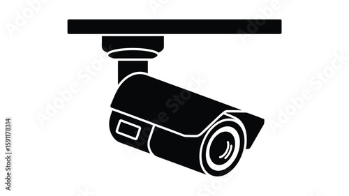 Security Camera Icon Black and White Illustration