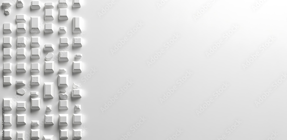 Fototapeta premium White geometric shapes abstract background with copy space image