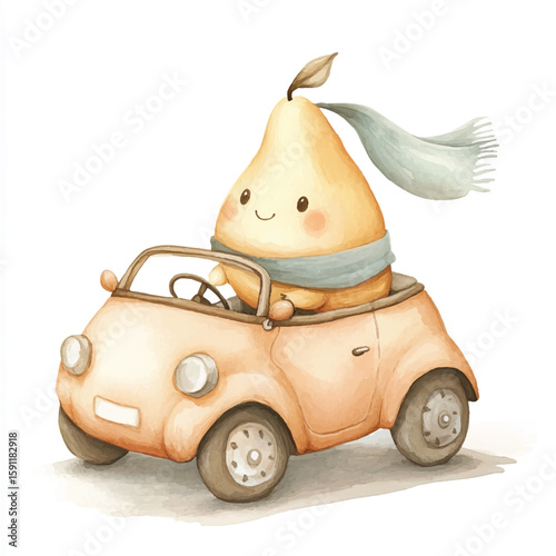 a cute pear driving