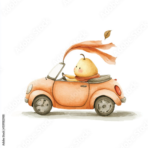 a cute pear driving