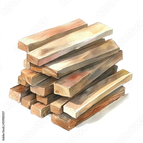 a cute pile of wooden planks at building site