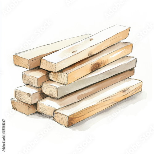 a cute pile of wooden planks at building site