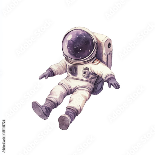 A cute plum astronaut floating in space