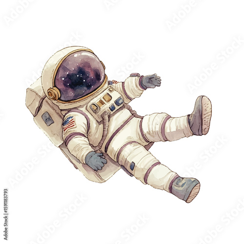 A cute plum astronaut floating in space