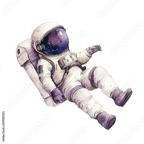 A cute plum astronaut floating in space