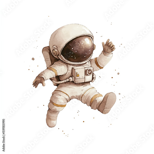 A cute plum astronaut floating in space