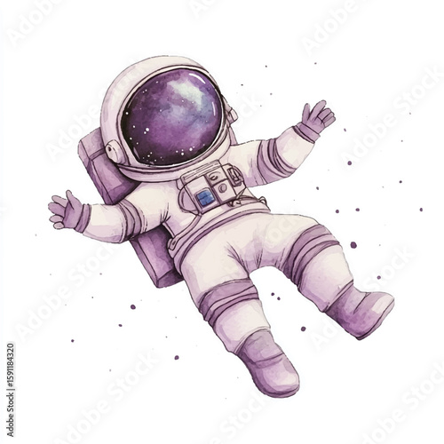 A cute plum astronaut floating in space