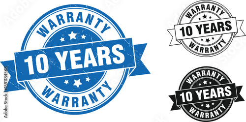 Ten year warranty seal vector image for product guarantee and assurance of quality and reliability