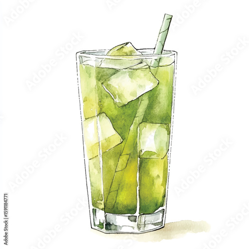 A tall glass of iced green tea