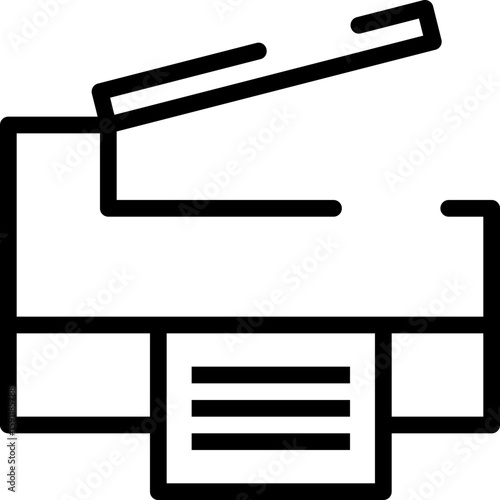 Modern Rounded Outline Photocopy Icon – Printer and Paper Line Drawing for Office, Document, and Business Apps
