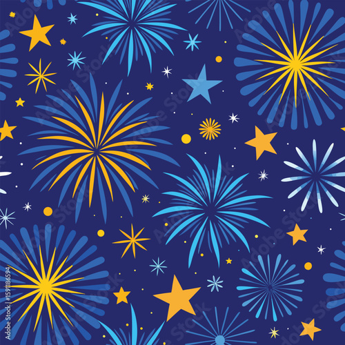 Seamless pattern with stars: a festive, decorative vector illustration for winter holiday design or starry night sky wallpaper