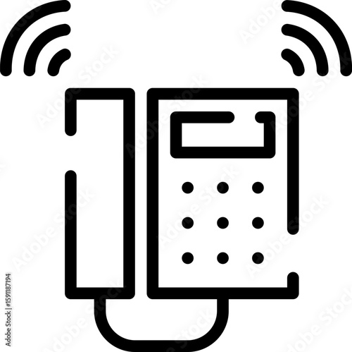 Black and White Icon of a Ringing Landline Phone