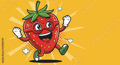 Super Strawberry: A Fun and Energetic Cartoon Strawberry Character