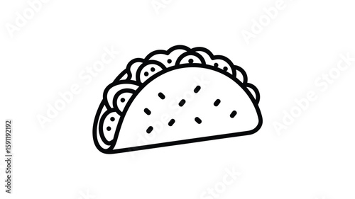 Simple Line Drawing of a Delicious Taco