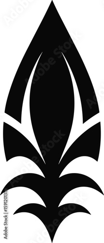 Elegant black and white stylized leaf symbol design perfect for brand identity and logos
