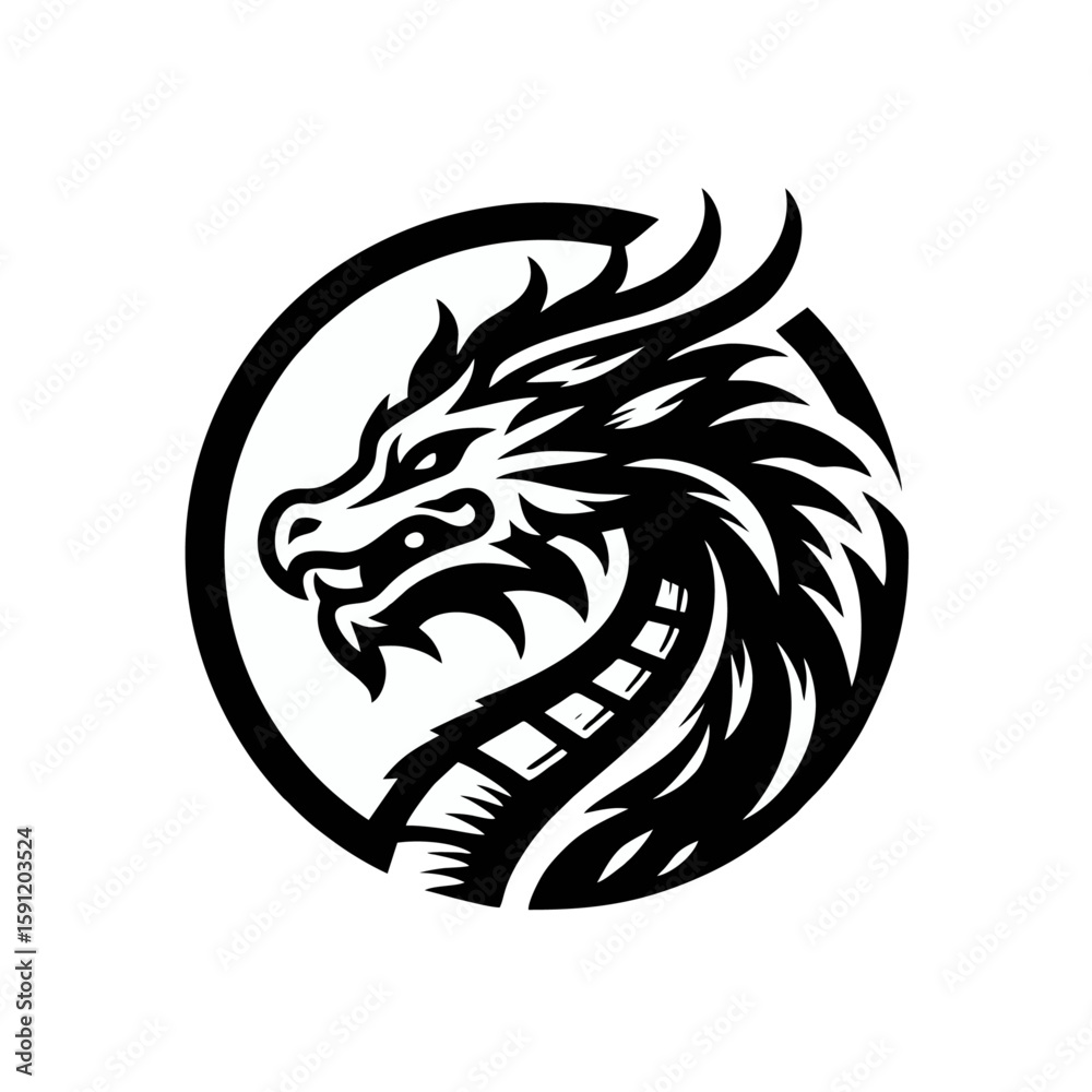 Fototapeta premium Dragon shield emblem logo icon design