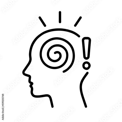 Head with spiral outline icon representing anxiety