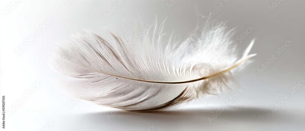 Obraz premium Delicate white feather on soft background.