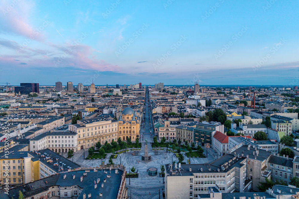 Fototapeta premium The city of Łódź - view of Freedom Square. Lodz, Poland. 