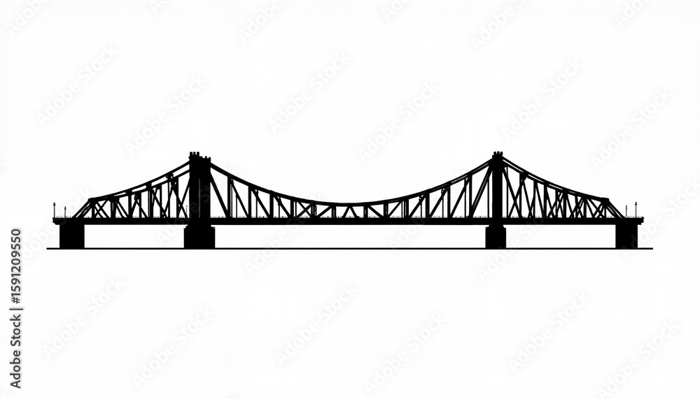 Obraz premium Black silhouette of a bridge in minimalist design 